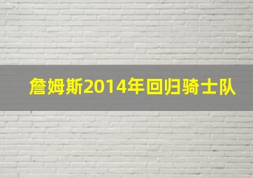 詹姆斯2014年回归骑士队