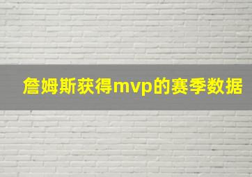 詹姆斯获得mvp的赛季数据