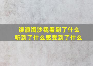 读浪淘沙我看到了什么听到了什么感受到了什么