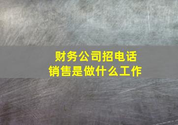 财务公司招电话销售是做什么工作