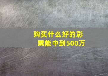 购买什么好的彩票能中到500万