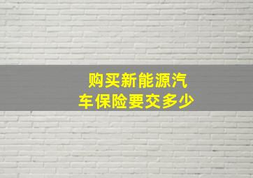 购买新能源汽车保险要交多少