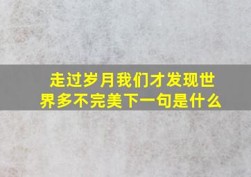 走过岁月我们才发现世界多不完美下一句是什么