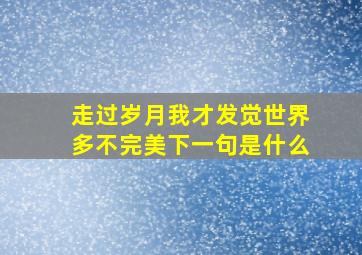 走过岁月我才发觉世界多不完美下一句是什么