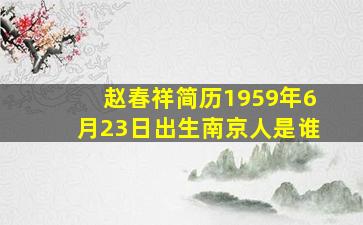 赵春祥简历1959年6月23日出生南京人是谁