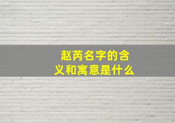 赵芮名字的含义和寓意是什么