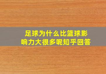 足球为什么比篮球影响力大很多呢知乎回答