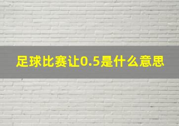 足球比赛让0.5是什么意思