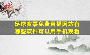 足球赛事免费直播网站有哪些软件可以用手机观看