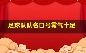 足球队队名口号霸气十足