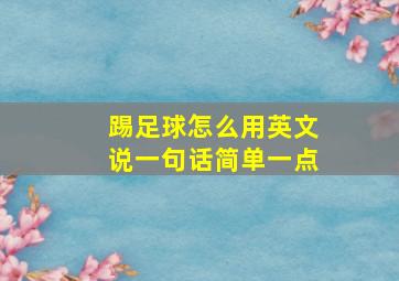 踢足球怎么用英文说一句话简单一点