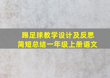 踢足球教学设计及反思简短总结一年级上册语文