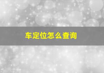 车定位怎么查询