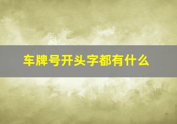 车牌号开头字都有什么