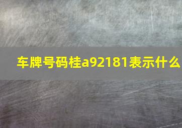 车牌号码桂a92181表示什么