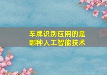 车牌识别应用的是哪种人工智能技术