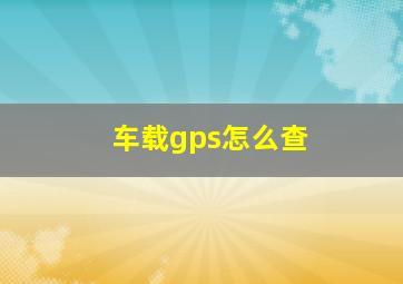 车载gps怎么查