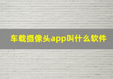 车载摄像头app叫什么软件