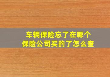 车辆保险忘了在哪个保险公司买的了怎么查