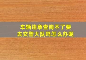 车辆违章查询不了要去交警大队吗怎么办呢