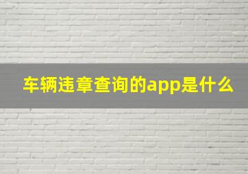 车辆违章查询的app是什么