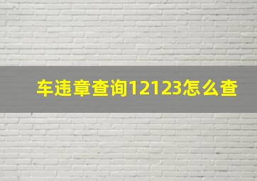 车违章查询12123怎么查