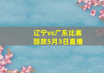 辽宁vs广东比赛回放5月3日直播