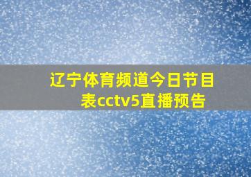 辽宁体育频道今日节目表cctv5直播预告