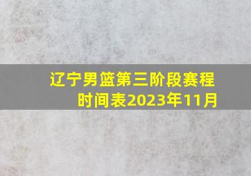 辽宁男篮第三阶段赛程时间表2023年11月