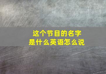 这个节目的名字是什么英语怎么说