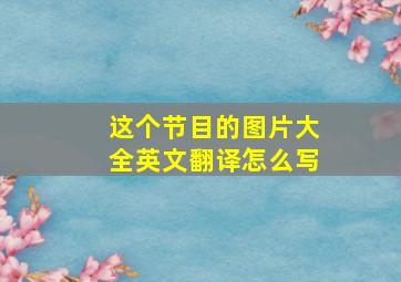 这个节目的图片大全英文翻译怎么写