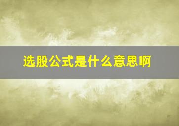 选股公式是什么意思啊