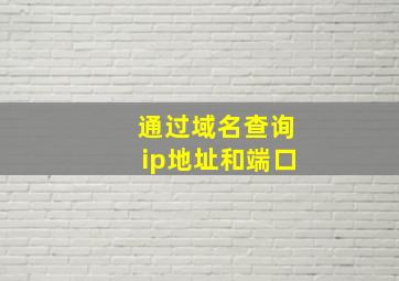 通过域名查询ip地址和端口