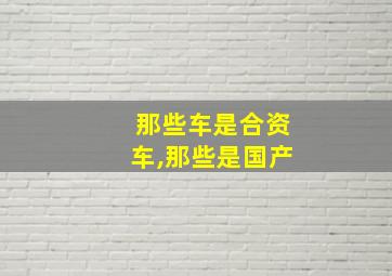 那些车是合资车,那些是国产