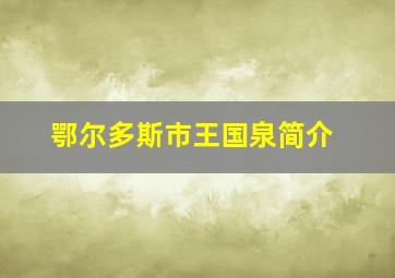 鄂尔多斯市王国泉简介