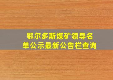 鄂尔多斯煤矿领导名单公示最新公告栏查询