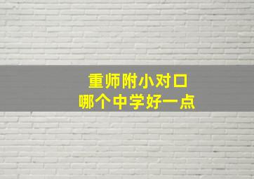 重师附小对口哪个中学好一点