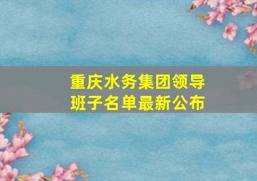 重庆水务集团领导班子名单最新公布