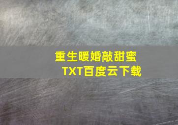 重生暖婚敲甜蜜TXT百度云下载