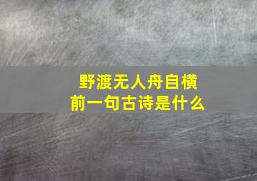 野渡无人舟自横前一句古诗是什么