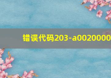 错误代码203-a0020000