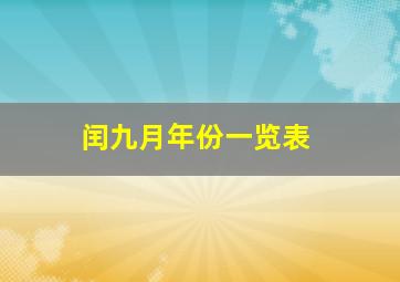 闰九月年份一览表