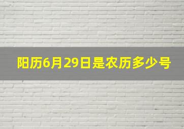 阳历6月29日是农历多少号