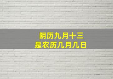 阴历九月十三是农历几月几日