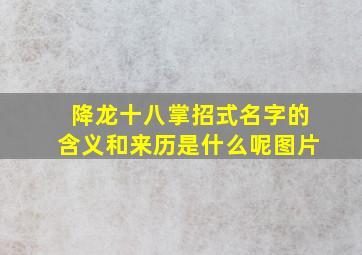 降龙十八掌招式名字的含义和来历是什么呢图片