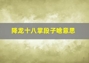 降龙十八掌段子啥意思