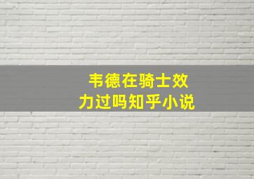 韦德在骑士效力过吗知乎小说