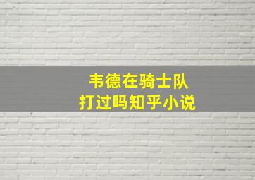 韦德在骑士队打过吗知乎小说