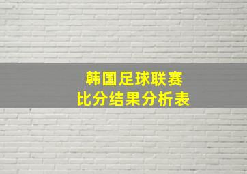 韩国足球联赛比分结果分析表