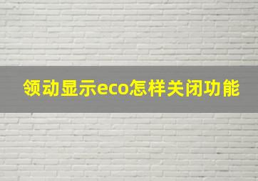 领动显示eco怎样关闭功能